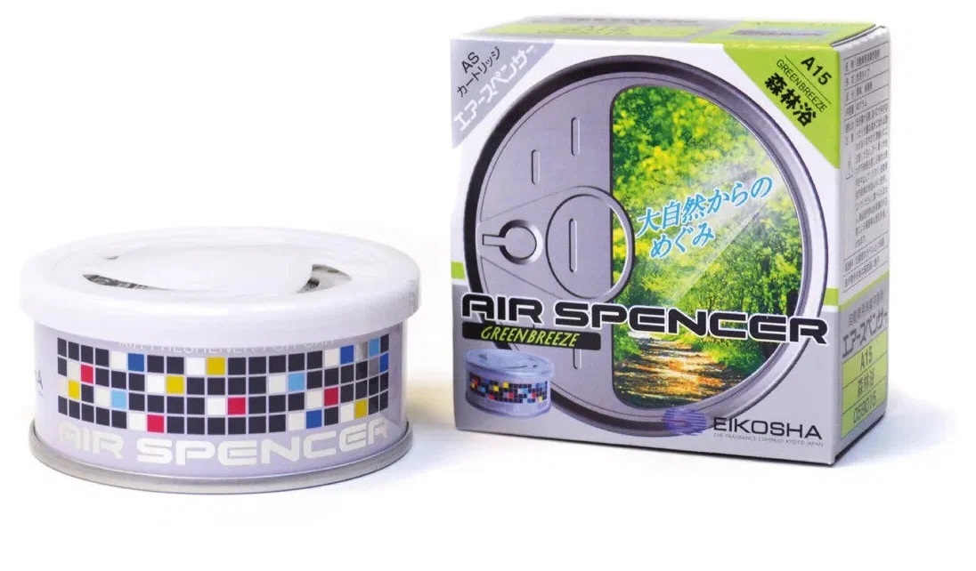 Ароматизатор на панель меловой EIKOSHA SPIRIT REFILL 40гр мет. банка GREEN BREEZE Зеленый бриз