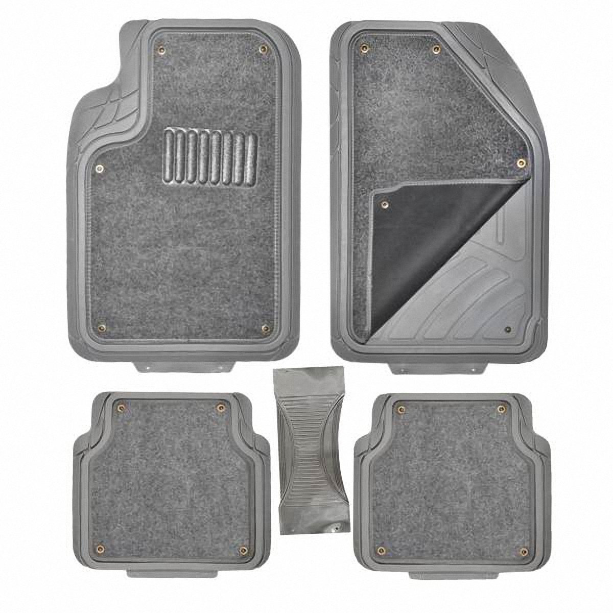 Коврик салона SKYWAY Cold-3 5пр. Полиуретановый со съемным ковролином Серый (п:72.5*50см,с:60*26см,з